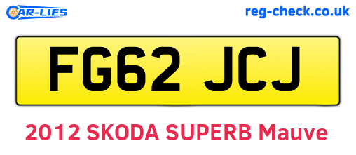 FG62JCJ are the vehicle registration plates.