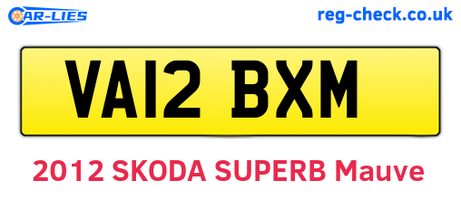 VA12BXM are the vehicle registration plates.