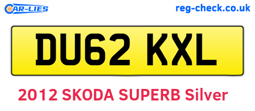 DU62KXL are the vehicle registration plates.