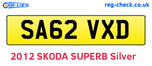 SA62VXD are the vehicle registration plates.