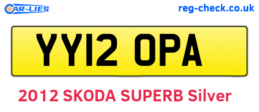 YY12OPA are the vehicle registration plates.