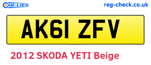 AK61ZFV are the vehicle registration plates.
