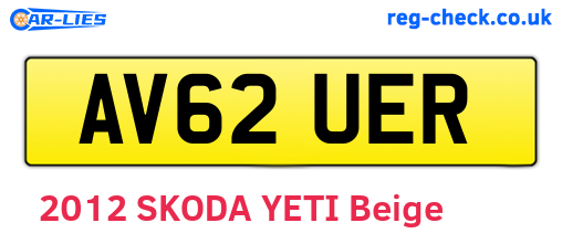 AV62UER are the vehicle registration plates.