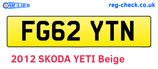 FG62YTN are the vehicle registration plates.