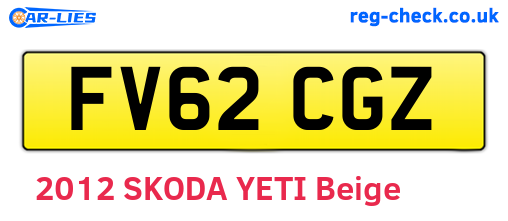FV62CGZ are the vehicle registration plates.