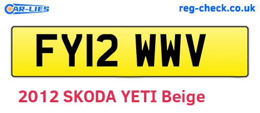 FY12WWV are the vehicle registration plates.