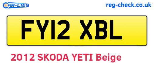 FY12XBL are the vehicle registration plates.