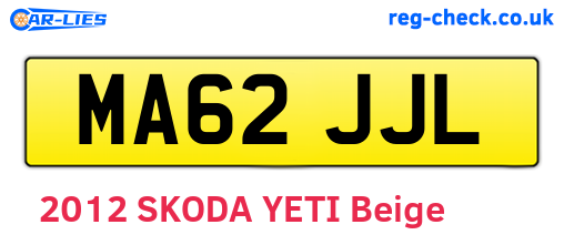 MA62JJL are the vehicle registration plates.