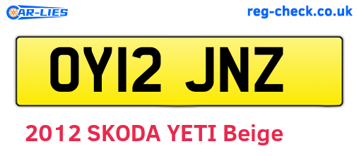 OY12JNZ are the vehicle registration plates.