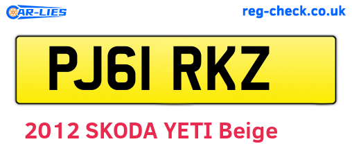 PJ61RKZ are the vehicle registration plates.
