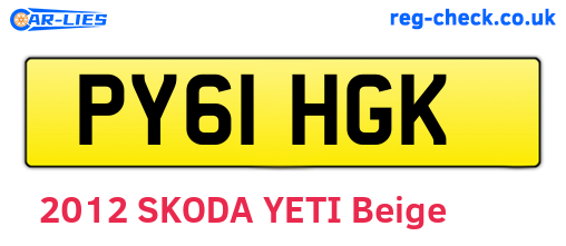 PY61HGK are the vehicle registration plates.