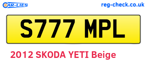 S777MPL are the vehicle registration plates.