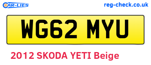 WG62MYU are the vehicle registration plates.