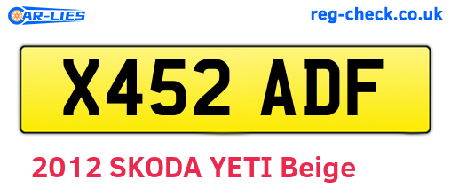 X452ADF are the vehicle registration plates.