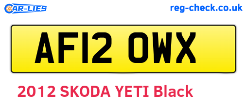 AF12OWX are the vehicle registration plates.