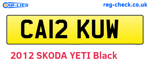 CA12KUW are the vehicle registration plates.