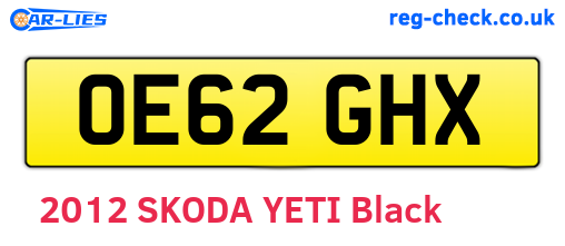 OE62GHX are the vehicle registration plates.