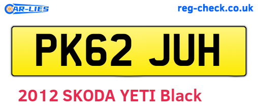 PK62JUH are the vehicle registration plates.