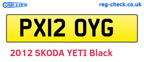 PX12OYG are the vehicle registration plates.