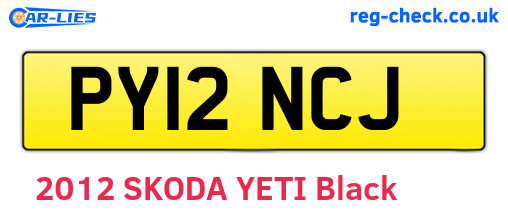 PY12NCJ are the vehicle registration plates.