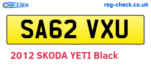 SA62VXU are the vehicle registration plates.