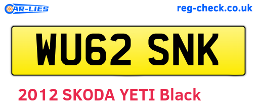 WU62SNK are the vehicle registration plates.