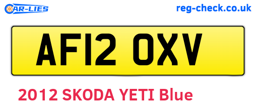 AF12OXV are the vehicle registration plates.
