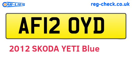 AF12OYD are the vehicle registration plates.