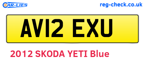 AV12EXU are the vehicle registration plates.