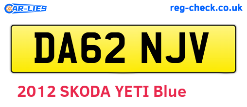 DA62NJV are the vehicle registration plates.