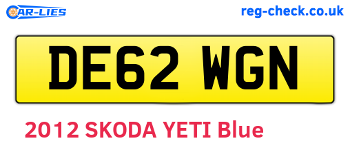 DE62WGN are the vehicle registration plates.