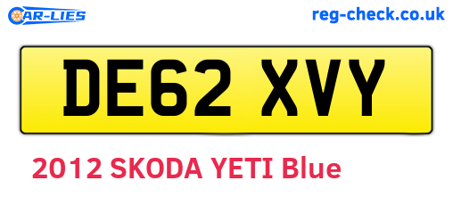 DE62XVY are the vehicle registration plates.