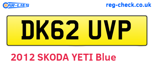 DK62UVP are the vehicle registration plates.