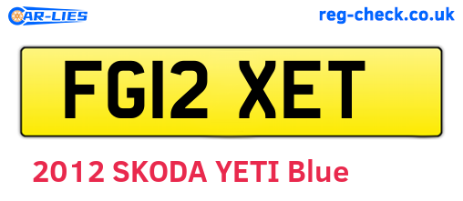 FG12XET are the vehicle registration plates.
