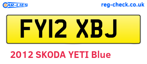FY12XBJ are the vehicle registration plates.