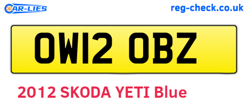 OW12OBZ are the vehicle registration plates.
