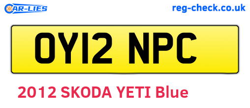 OY12NPC are the vehicle registration plates.