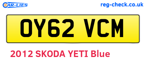 OY62VCM are the vehicle registration plates.