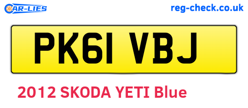 PK61VBJ are the vehicle registration plates.
