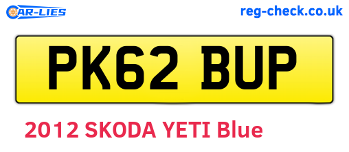 PK62BUP are the vehicle registration plates.