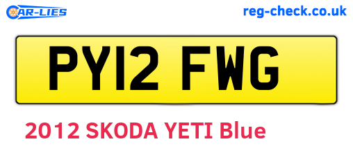 PY12FWG are the vehicle registration plates.