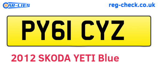 PY61CYZ are the vehicle registration plates.