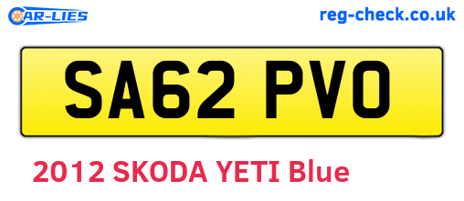 SA62PVO are the vehicle registration plates.