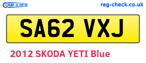 SA62VXJ are the vehicle registration plates.