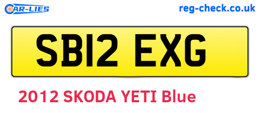 SB12EXG are the vehicle registration plates.