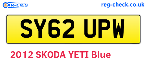 SY62UPW are the vehicle registration plates.