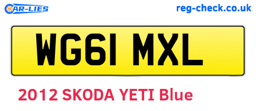 WG61MXL are the vehicle registration plates.