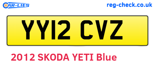 YY12CVZ are the vehicle registration plates.