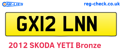 GX12LNN are the vehicle registration plates.