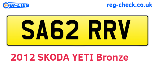 SA62RRV are the vehicle registration plates.